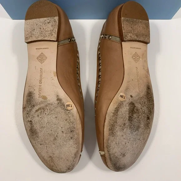 Ballet Flats "Lannce" Antonio Melani Women's 7.5M Brown Gold Studs Y2K - Picture 5 of 5